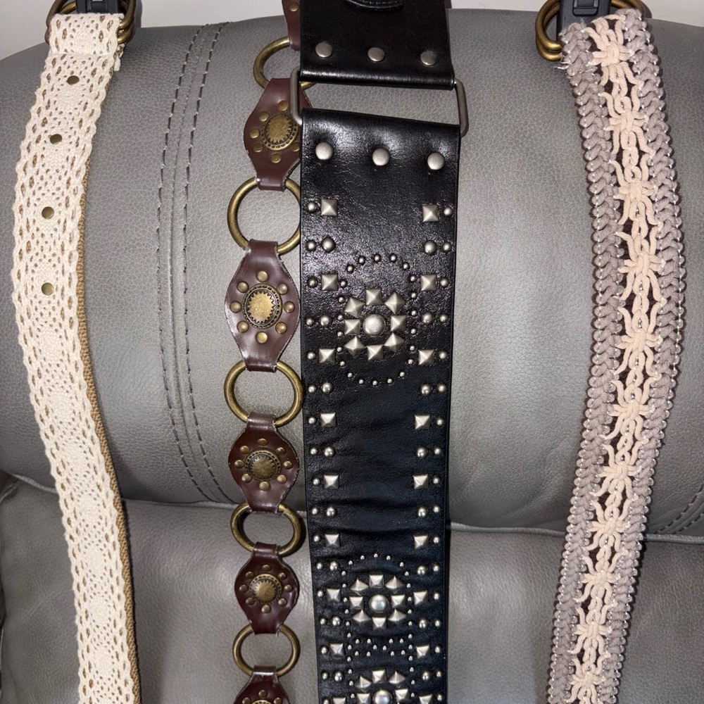 Lot of FOUR 4 Gorgeous BOHO Belts Crochet Conch Western Medium Large M/L EUC!!
